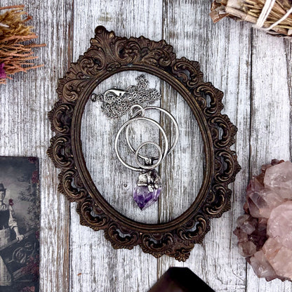 Big Raw Amethyst Necklace in Fine Silver / Foxlark Collection - One of a Kind