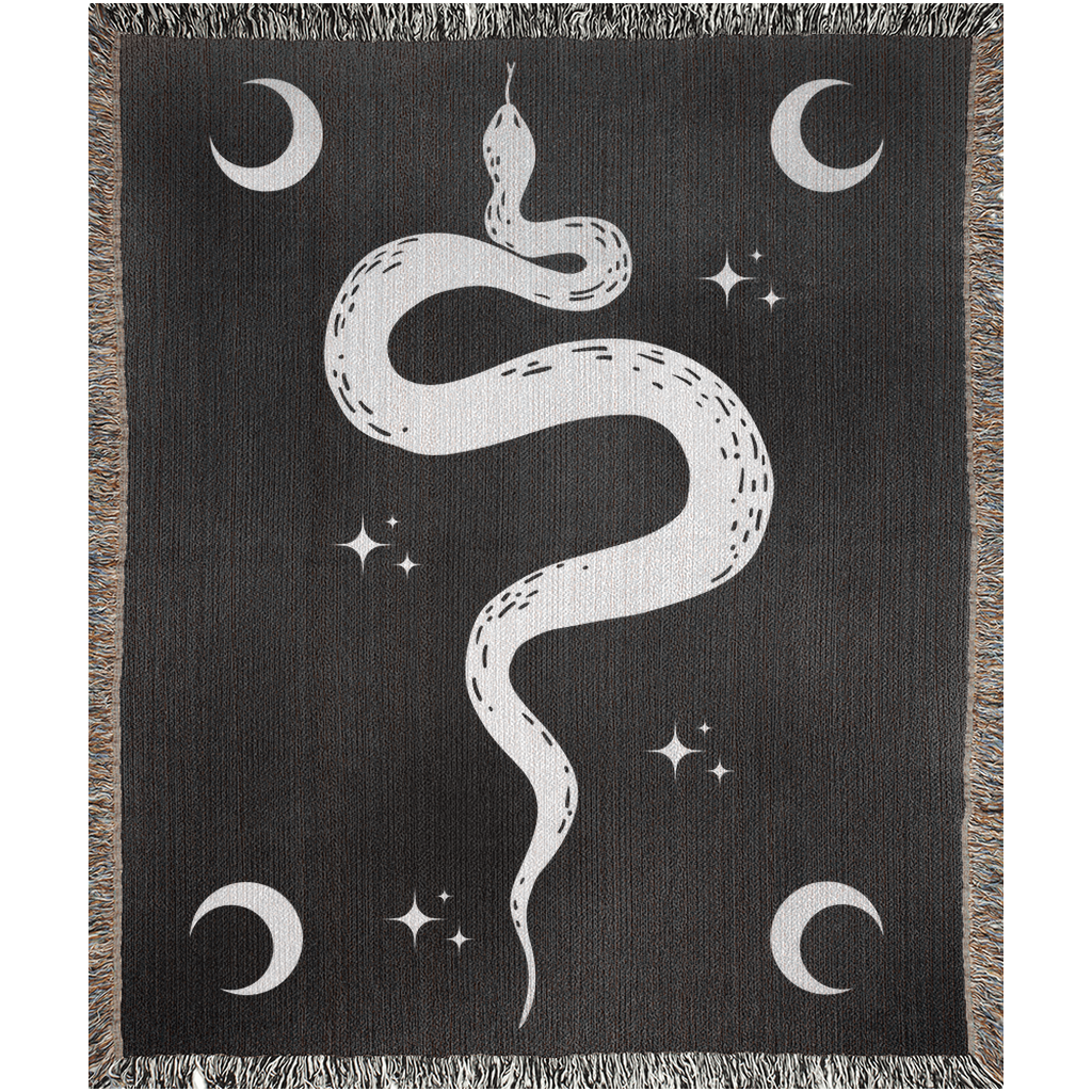 Snake and Moons - Woven Blanket - Foxlark Crystal Jewelry