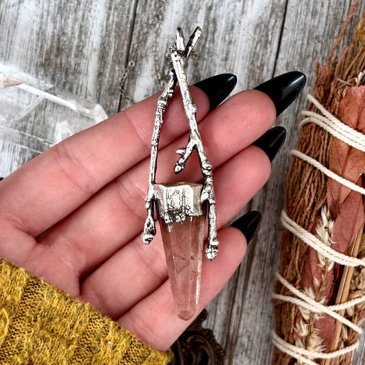 Rutilated Quartz Crystal Necklace in Silver / Sticks & Stones Collection