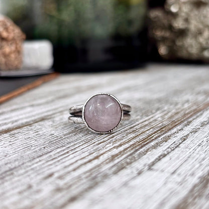 Rose Quartz Ring Fine Silver Stone Ring Size 8 / Foxlark Collection- One of a Kind
