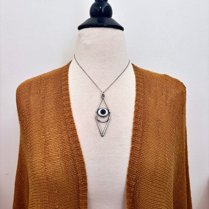 Moss & Moon Collection -  Blue Iris Glass Eye Necklace set Fine Silver /