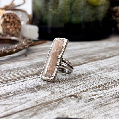Fossilized Coral Ring Silver Size 7.5 / Foxlark Collection - One of a Kind