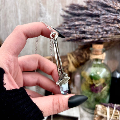 Raw Aqua Aura Quartz Crystal  Necklace in Fine Silver / Foxlark Collection - One of a Kind
