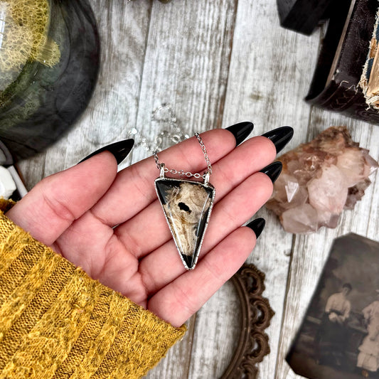 Fossilized Palm Root Crystal Necklace in Fine Silver / Foxlark Collection - One of a Kind