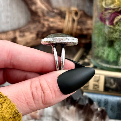 Green Labradorite Ring Fine Silver Size 8 / Foxlark Crystal Jewelry Collection