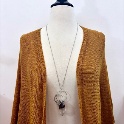 Big Raw Clear Quartz Crystal  Necklace in Fine Silver / Foxlark Collection - One of a Kind