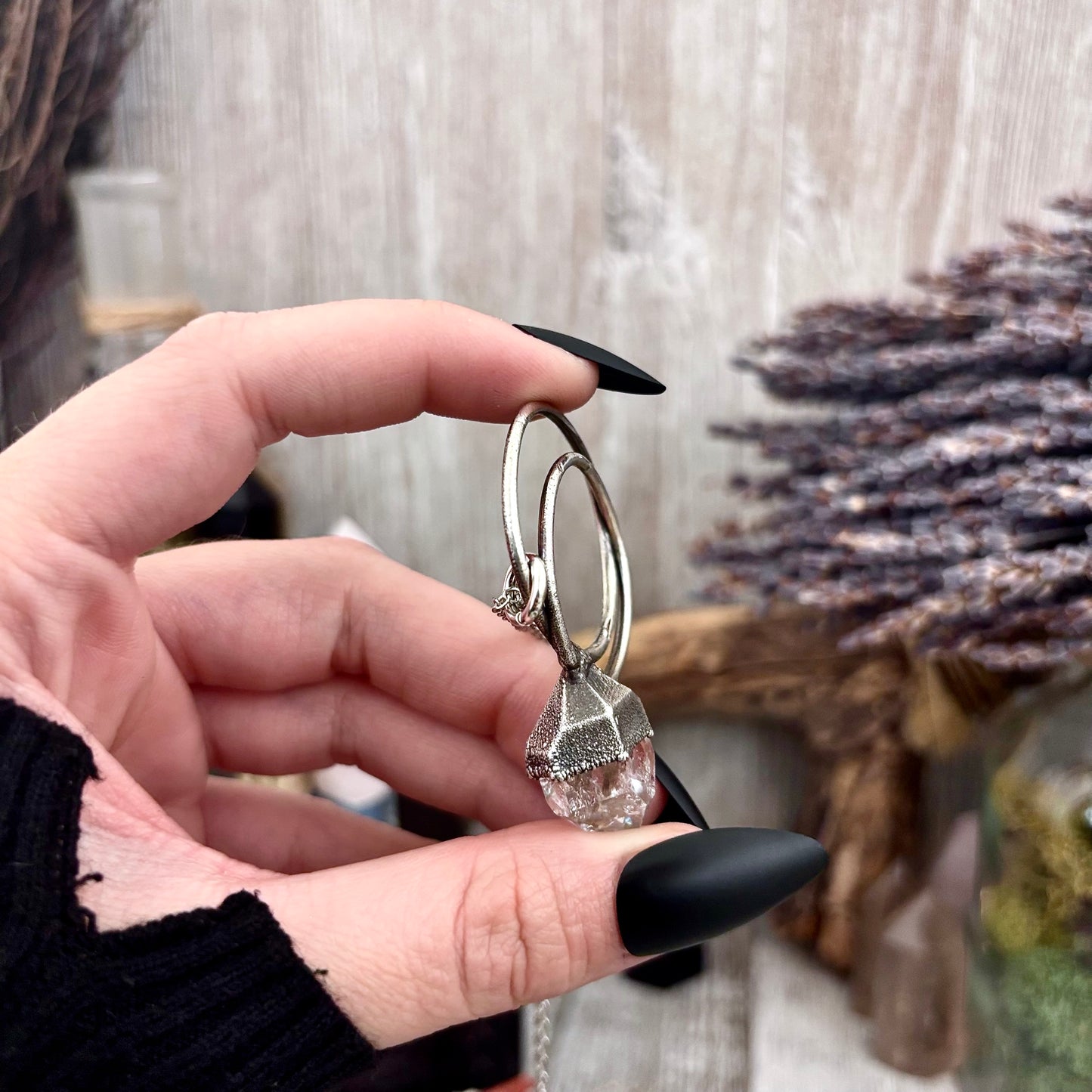 Herkimer Diamond Crystal  Necklace in Fine Silver / Foxlark Collection - One of a Kind