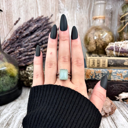Blue Chalcedony Ring Fine Silver Stone Ring Size 8/ Foxlark Collection- One of a Kind