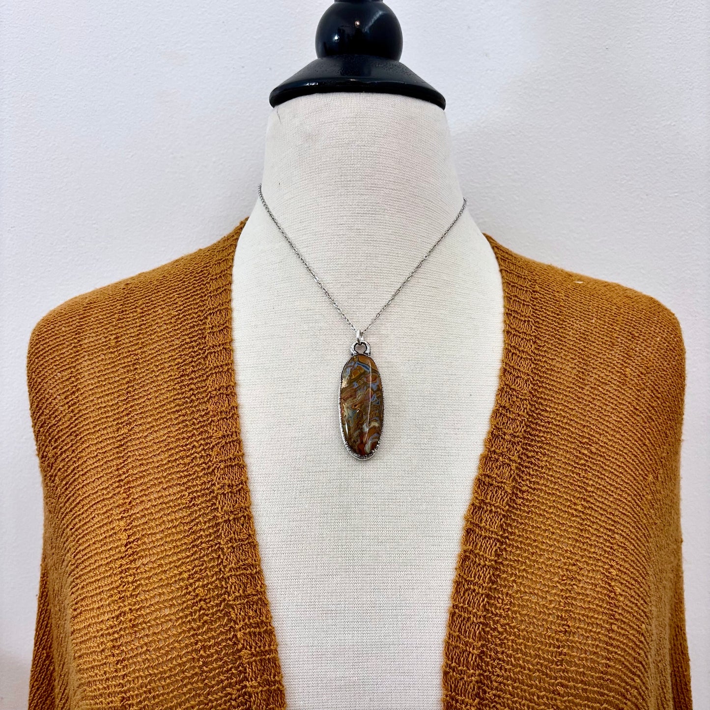 Petrified Wood Crystal Necklace in Fine Silver / Foxlark Collection - One of a Kind