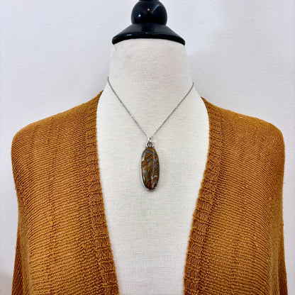 Petrified Wood Crystal Necklace in Fine Silver / Foxlark Collection - One of a Kind