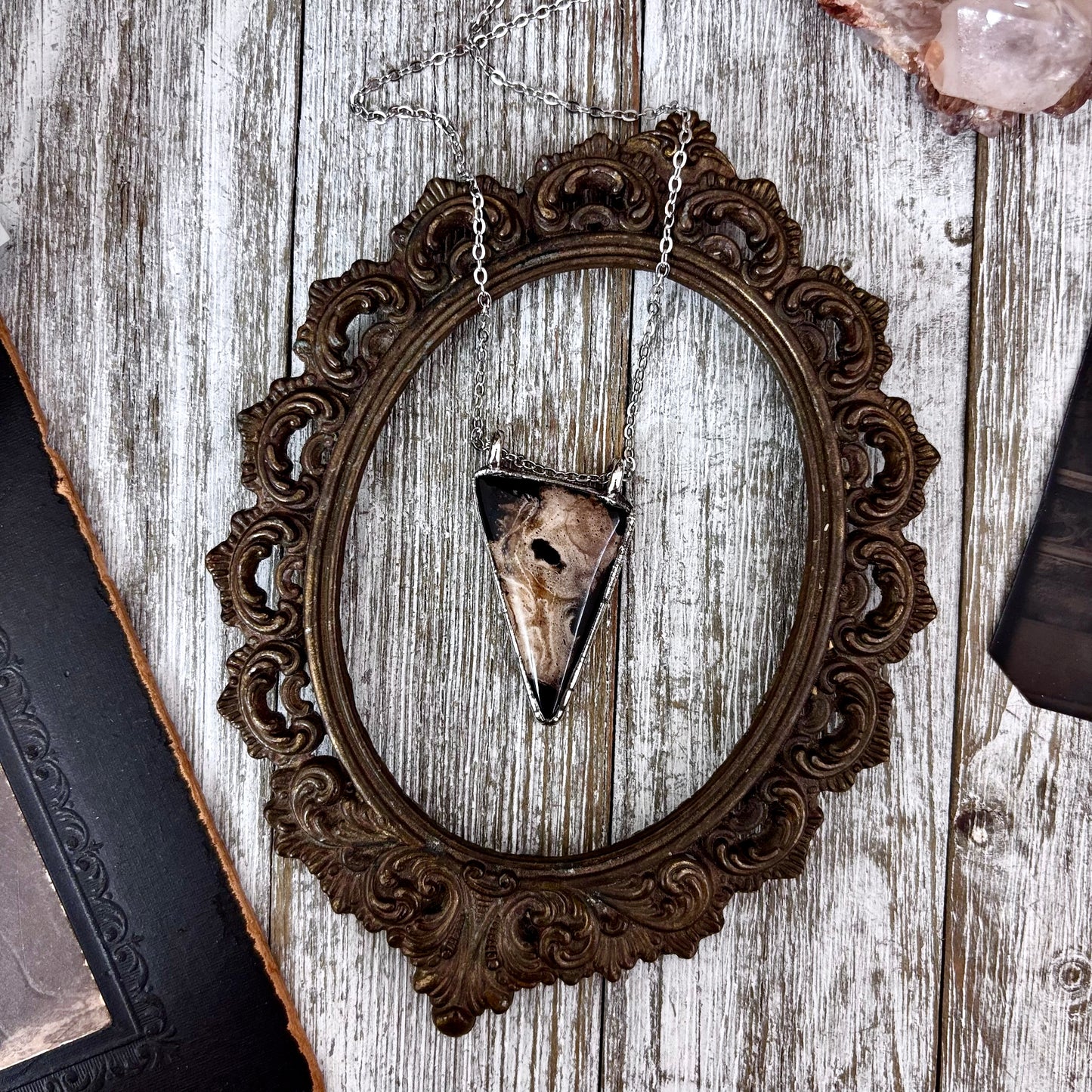 Fossilized Palm Root Crystal Necklace in Fine Silver / Foxlark Collection - One of a Kind