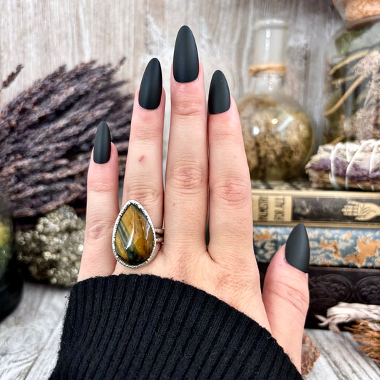 Tigers Eye Crystal Ring Set in Fine Silver Size 6.5/ Foxlark Collection - One of a Kind