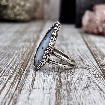 Dendritic Agate Crystal Ring Fine Silver Size 10 / Foxlark Collection - One of a Kind