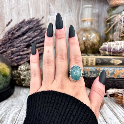 Aquamarine Crystal Ring Set in Fine Silver Size 7 / Foxlark Collection - One of a Kind