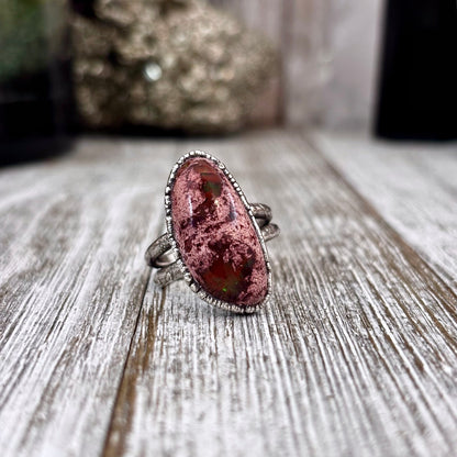 Fire Opal Crystal Ring Set in Fine Silver Size 9 / Foxlark Collection - One of a Kind