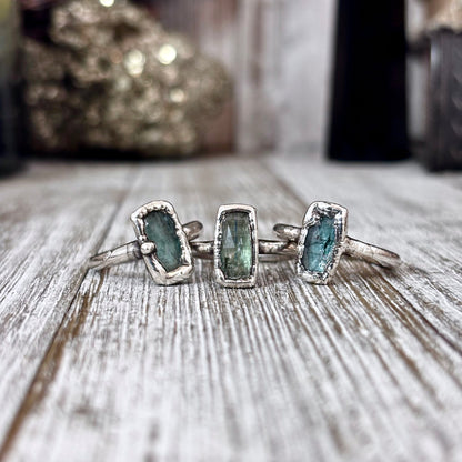 Blue Kyanite Ring Fine Silver Small Faceted Stone Ring Size 5 6 7 8 9 10 11 / Foxlark Collection