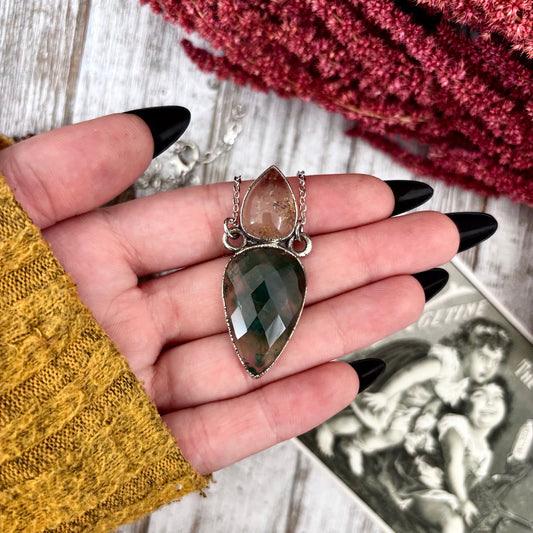 Multi Stone Garden Quartz Moss Agate Necklace Silver / Foxlark Collection
