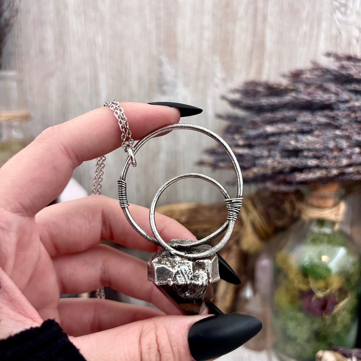 Raw Smoky Quartz Crystal  Necklace in Fine Silver / Foxlark Collection - One of a Kind