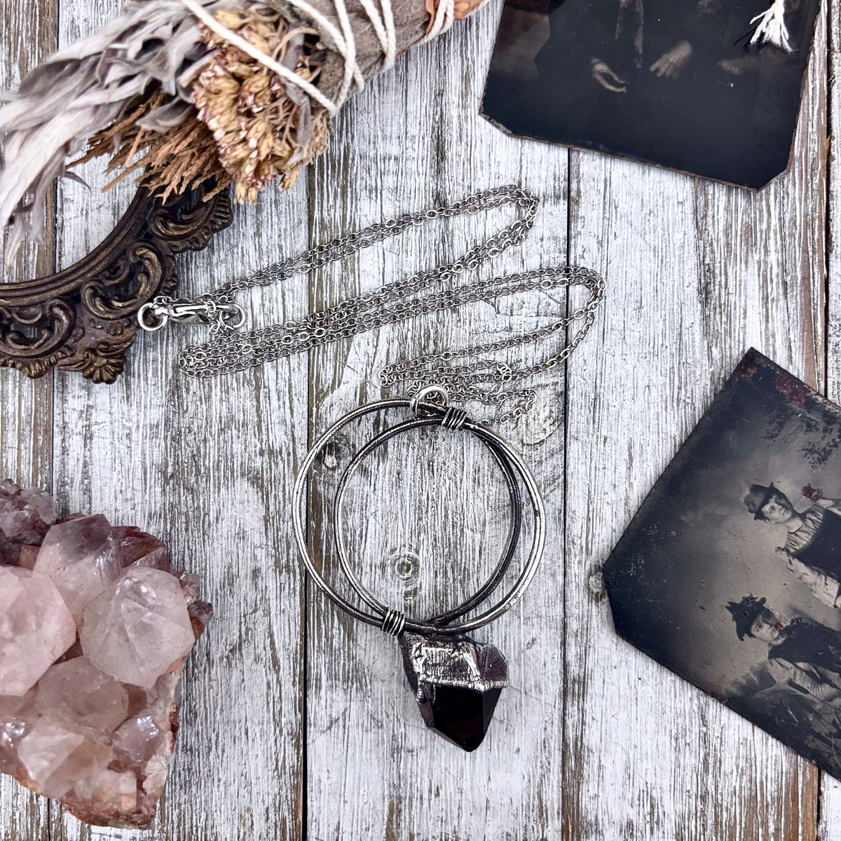Raw Smoky Quartz Crystal  Necklace in Fine Silver / Foxlark Collection - One of a Kind FOXLARK
