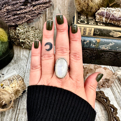 Rainbow Moonstone Ring Silver Size 10 / Foxlark Collection