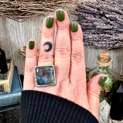 Labradorite Crystal Ring Fine Silver Size 8 / Foxlark Collection - One of a Kind