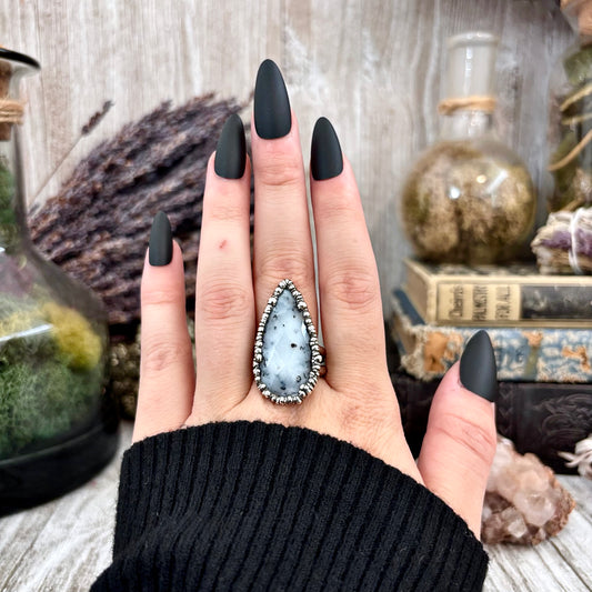 Dendritic Agate Crystal Ring Fine Silver Size 10 / Foxlark Collection - One of a Kind