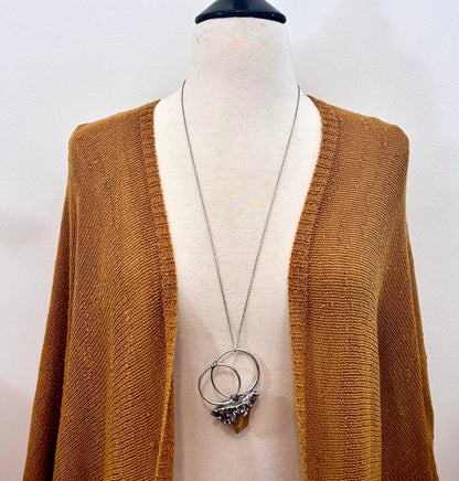 Big Raw Tangerine Quartz Crystal Necklace in Fine Silver / Foxlark Collection - One of a Kind