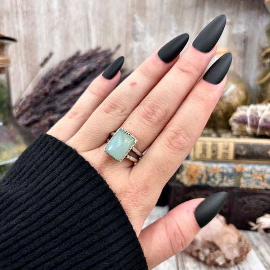 Blue Chalcedony Ring Fine Silver Stone Ring Size 8/ Foxlark Collection- One of a Kind