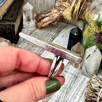 Big Fossilized Coral Crystal Ring Fine Silver Size 8.5 / Foxlark Collection - One of a Kind