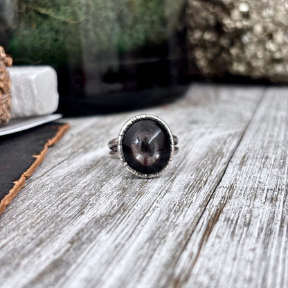 Black Star Sunstone Ring in Silver Size 8.5/ Foxlark Collection - One of a Kind