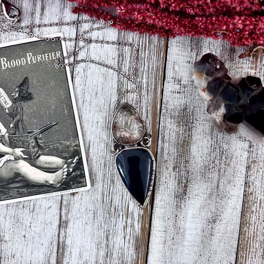 Multi Stone Garden Quartz Spiderweb Obsidian Necklace Silver / Foxlark Collection
