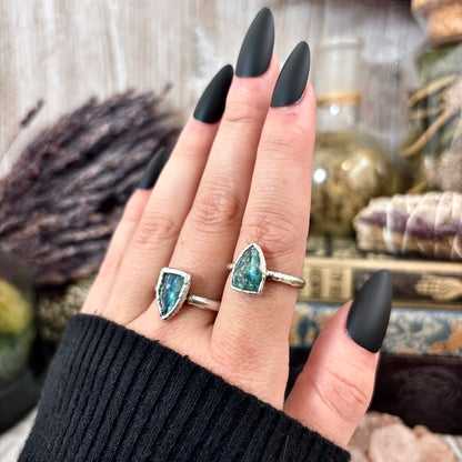 Blue Kyanite Triangle Ring Fine Silver Small Faceted Stone Ring Size 5 6 7 8 9 10 11 / Foxlark Collection