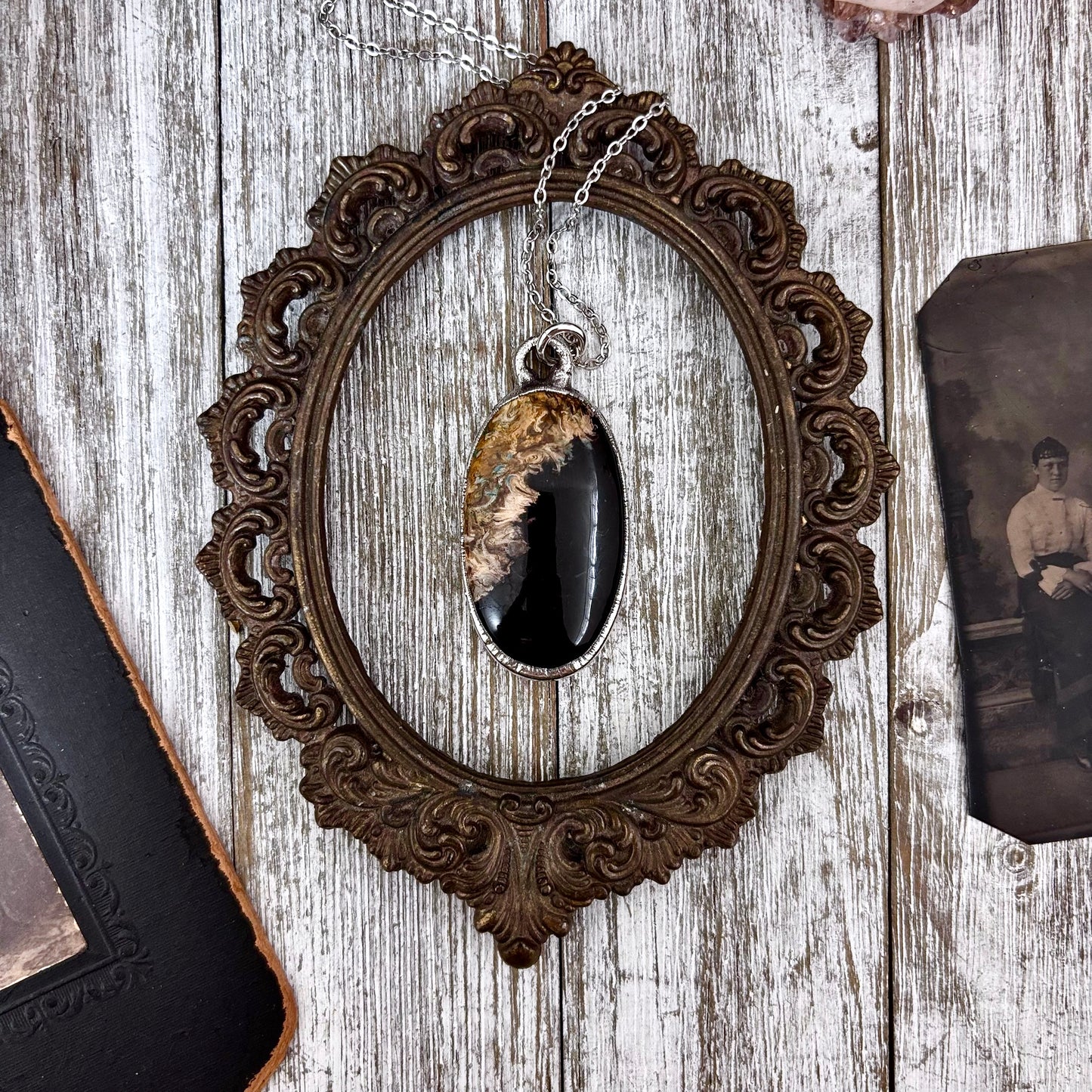 Fossilized Palm Root Crystal Necklace in Fine Silver / Foxlark Collection - One of a Kind