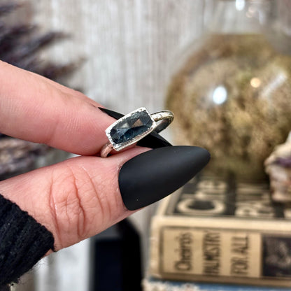 Blue Kyanite Ring Fine Silver Small Faceted Stone Ring Size 5 6 7 8 9 10 11 / Foxlark Collection