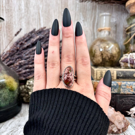 Fire Opal Crystal Ring Set in Fine Silver Size 9 / Foxlark Collection - One of a Kind