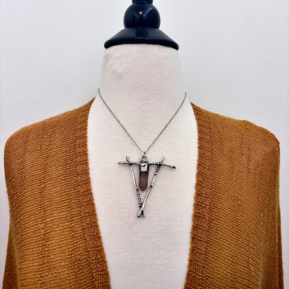 Raw Smoky Quartz Crystal Necklace in Silver / Sticks & Stones Collection