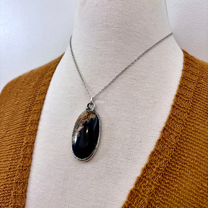 Fossilized Palm Root Crystal Necklace in Fine Silver / Foxlark Collection - One of a Kind