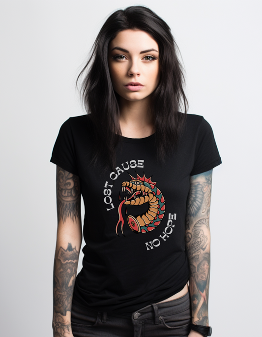 Lost Cause No Hope Tattoo T-shirt / Traditional Tattoo Tee Shirt / Punk Rock Clothing Tshirt Rockabilly Psychobilly Freak Goth - Foxlark Crystal Jewelry