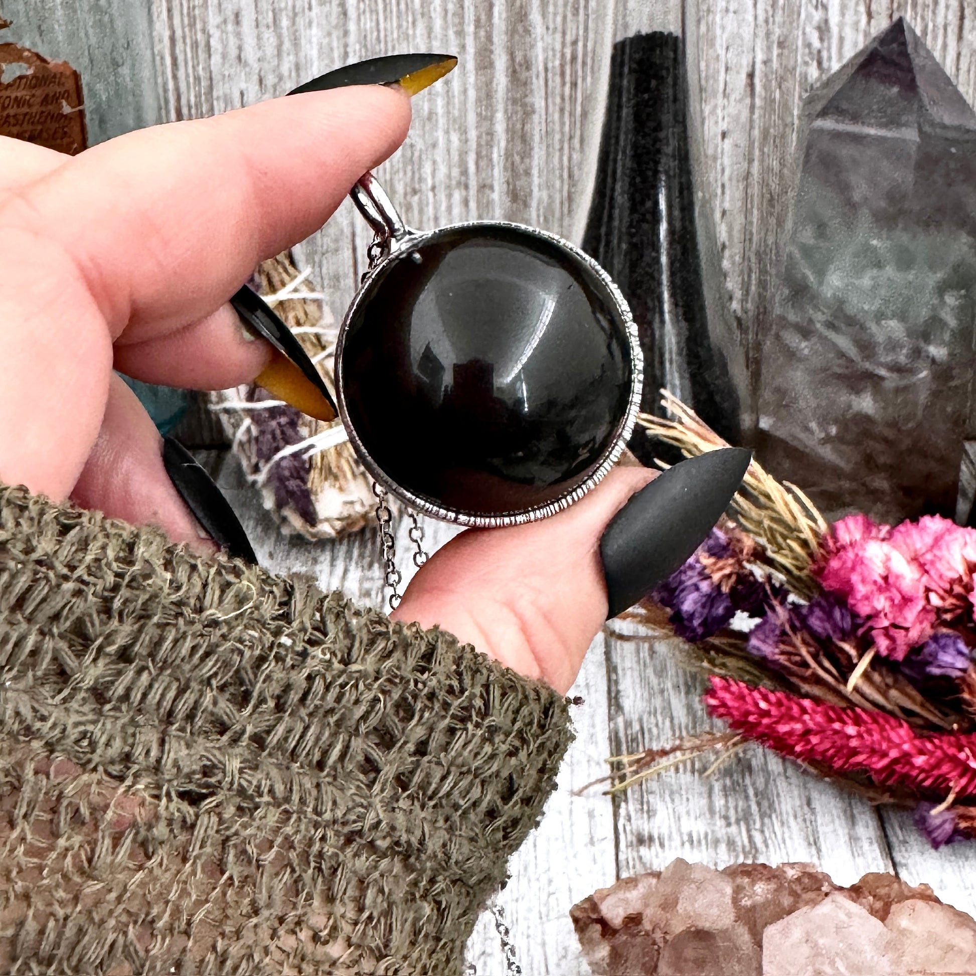 Wizard Pendant with AB Rainbow Crystal Ball High Detail