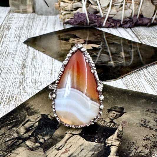 Carnelian Crystal Ring Fine Silver Size 9 / Foxlark Collection - One of a Kind