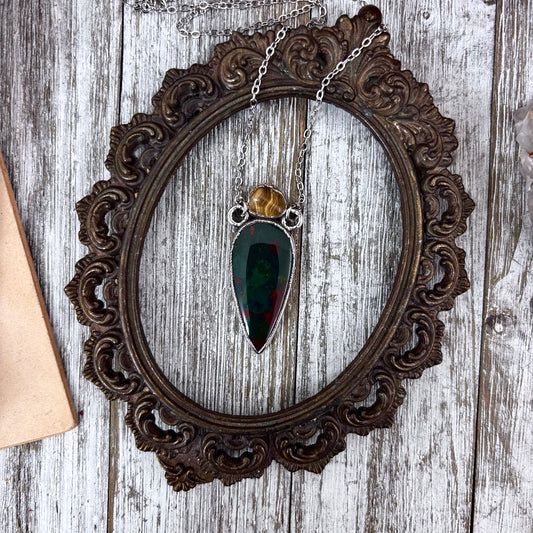 Multi Stone Citrine Bloodstone Necklace in Silver / Foxlark Collection