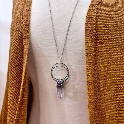 Big Raw Vera Cruz Amethyst Necklace in Fine Silver / Foxlark Collection - One of a Kind