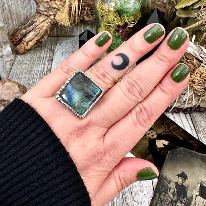 Labradorite Crystal Ring Fine Silver Size 8 / Foxlark Collection - One of a Kind