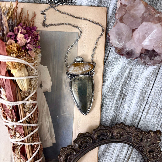 Multi Stone Herkimer Diamond Citrine Pyrite Necklace Silver / Foxlark Collection
