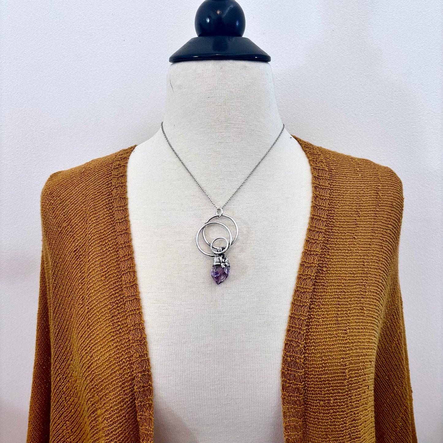 Big Raw Amethyst Necklace in Fine Silver / Foxlark Collection - One of a Kind