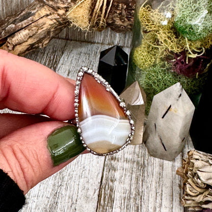 Carnelian Crystal Ring Fine Silver Size 9 / Foxlark Collection - One of a Kind