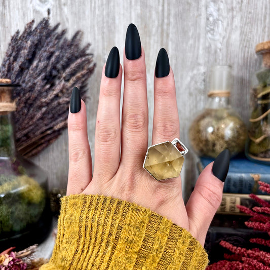 Multi Stone Smoky Citrine Orange Kyanite Ring In Silver Size 7 / Foxlark Collection