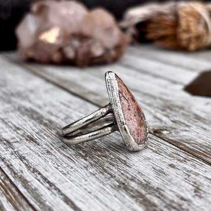Fire Opal Crystal Ring Set in Fine Silver Size 8 / Foxlark Collection - One of a Kind