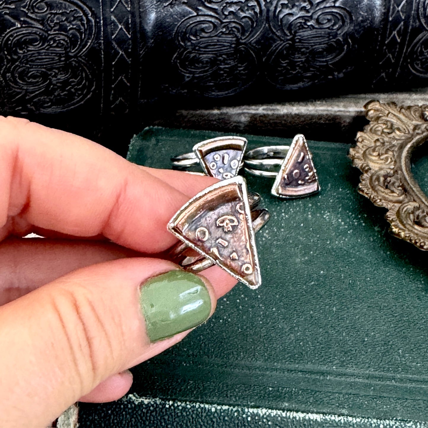 Lucky Penny Club - Pizza Slice Ring Size 8 or 9  Fine Silver - Foxlark Collection