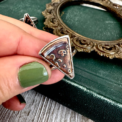 Lucky Penny Club - Pizza Slice Ring Size 8 or 9  Fine Silver - Foxlark Collection
